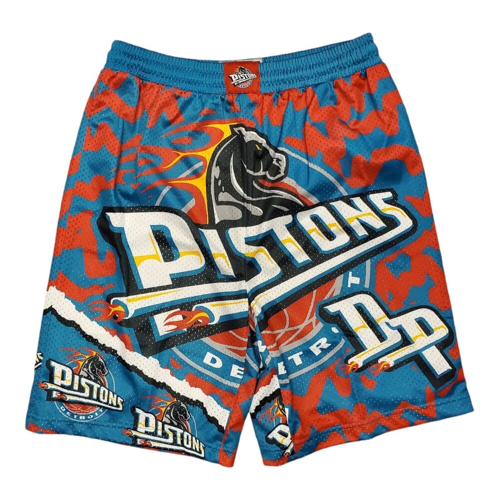 DETROIT PISTONS Shorts Youth XL Blue JUMBOTRON 2.0 Sublimated MITCHELL & NESS